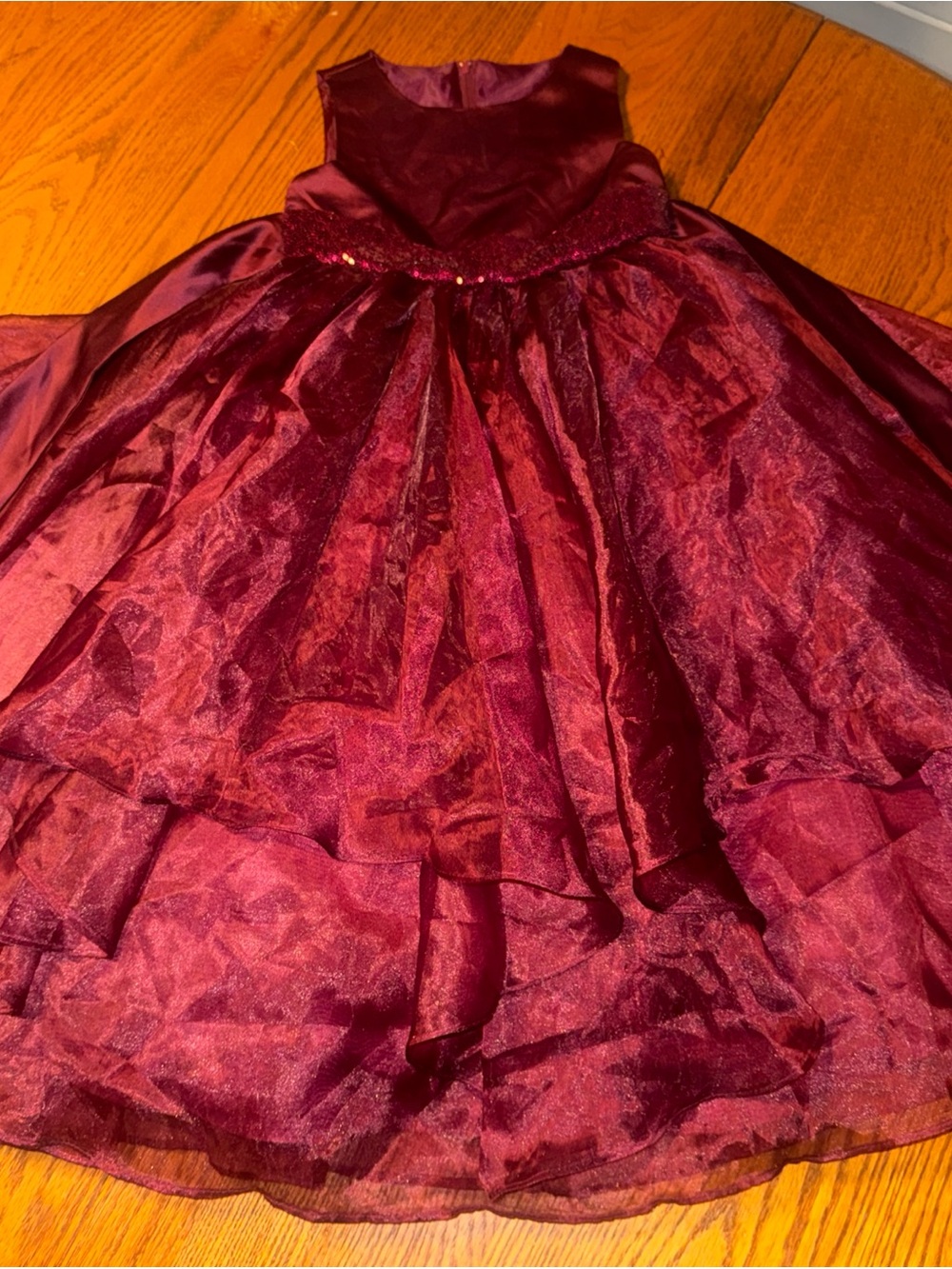 Girls' Burgundy Party Dress Flower Girl Padgent Elegant Tulle A-Line
